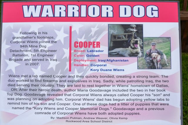 Storyboard dedication for military dogs