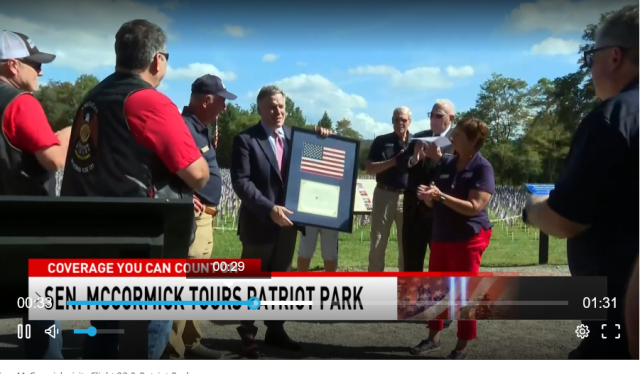 Sen. McCormick calls for lessons of unity & patriotism in honoring heroes of Flight 93